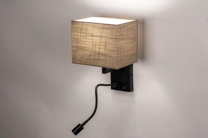 Rietveld Wandlampen - Zwart, Taupe - Stof, Metaal, Huis en Inrichting, Lampen | Wandlampen, Verzenden