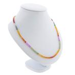 Multikleurige saffier kralen ketting met gouden slot | 45 cm, Gebruikt, Overige kleuren, Ophalen of Verzenden, Met edelsteen