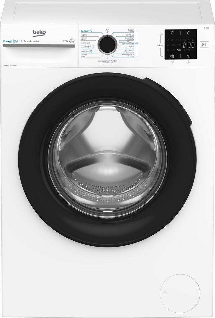 Beko Bm3wfu3741w - Wasmachine - 7 kg - 1400 tpm - SteamCure, Witgoed en Apparatuur, Wasmachines, Nieuw, Voorlader, 85 tot 90 cm