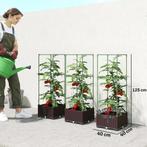 Hoogbed Met Klimrek 3-delige Set Plantenbak Bloembak Met Afv, Verzenden, Nieuw