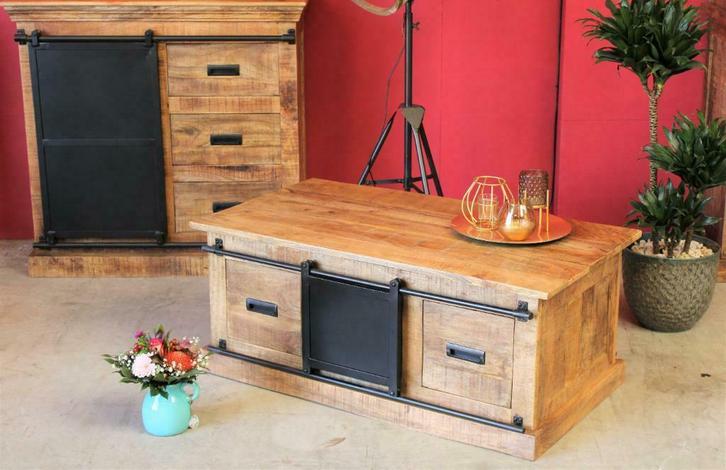 Mango Box Salontafel Emma met 2 lades. GRATIS BEZORGING!!, Huis en Inrichting, Tafels | Salontafels, 100 tot 150 cm, Rechthoekig