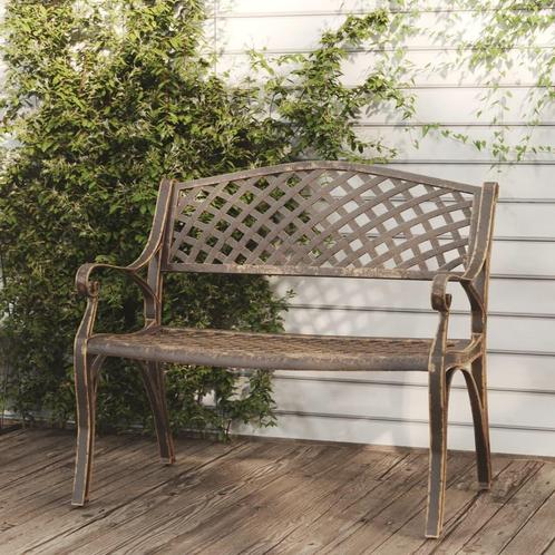 vidaXL Tuinbank 102 cm gietaluminium bronskleurig, Tuin en Terras, Tuinbanken, Nieuw, Aluminium, Verzenden