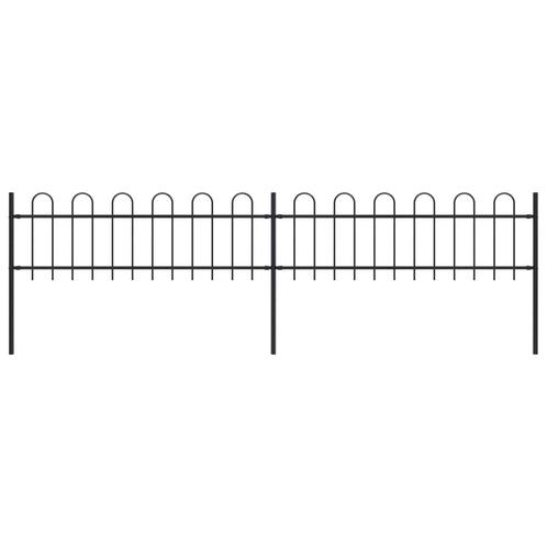 vidaXL Tuinhek met ronde bovenkant 3,4x0,6 m staal zwart, Tuin en Terras, Schuttingen, Nieuw, IJzer, 1 tot 2 meter, Verzenden