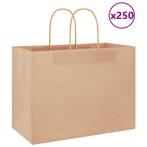 vidaXL Papieren zakken 250 st met hengsels 32x17x25 cm bruin, Verzenden, Nieuw