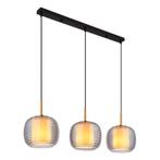 Hanglamp glas 3XE27 21.0 cm 3-lichts Zwart, Smoked, Nieuw, Ophalen of Verzenden, Metaal