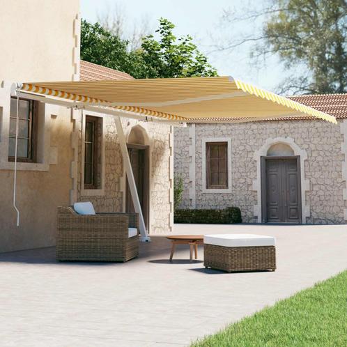 vidaXL Luifel vrijstaand automatisch 500x300 cm geel en wit, Tuin en Terras, Zonneschermen, Nieuw, Verzenden