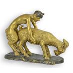 BRONZEN BEELD VAN EEN FAUN EN GEIT (Beeldjes - Decoratie), Verzenden