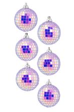 6x Discobal Ø 6 cm Klein Iridescent Paars Discobol Spiegelbo, Ophalen of Verzenden, Nieuw, Feestartikel, Carnaval