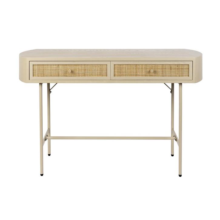 *WOONWINKEL* Beige Sidetable Met Rotan, Huis en Inrichting, Tafels | Sidetables, Nieuw, Verzenden