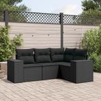 vidaXL 4-delige Loungeset met kussens poly rattan zwart, Tuin en Terras, Verzenden, Nieuw, Rotan, Loungeset