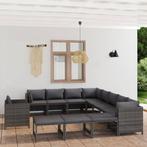 vidaXL 12-delige Loungeset met kussens poly rattan grijs, Verzenden, Nieuw, Rotan, Loungeset