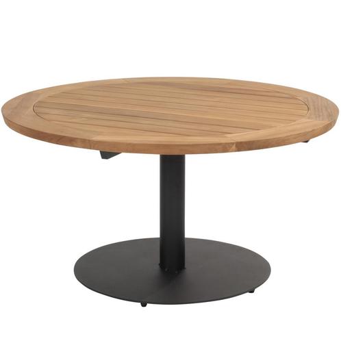 Saba low dining teak tafel 130ØxH69 cm met antraciet, Tuin en Terras, Tuintafels, Nieuw, Ophalen of Verzenden
