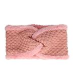 Haarband Twist Fake Fur Gebreid Roze, Nieuw