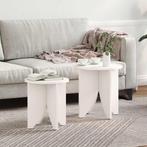 vidaXL Salontafel 2 pcs Wit 41.5 x 41.5 x 44 cm Massief, Huis en Inrichting, Tafels | Salontafels, Verzenden, Nieuw, Rond, Grenenhout