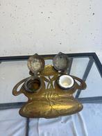 Inktpot - Elegantie in Inkt: Art Deco Messing Inktpot met