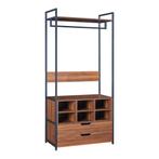 Kledingkast Larem met 6 vakken 180x84x40 cm zwart en walnoot, Verzenden, Nieuw