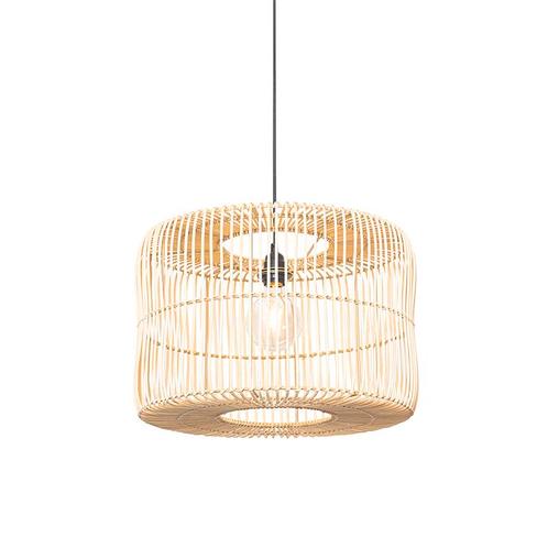 Oosterse hanglamp zwart met rotan kap - Maud, Huis en Inrichting, Lampen | Hanglampen, Nieuw, Overige materialen, 75 cm of meer