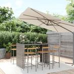 vidaXL 7-delige Tuinbarset poly rattan en massief acaciahout, Verzenden, Nieuw, Rotan, 6 zitplaatsen