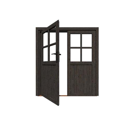 Nieuw! Woodacademy dubbele deur half glas - zwart, Tuin en Terras, Tuinhuizen, Schuur, Nieuw, 200 tot 400 cm, Hout, Verzenden