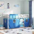 vidaXL Stapelbed met gordijnen 75x190 cm massief grenenhout, Huis en Inrichting, Slaapkamer | Bedden, Verzenden, Nieuw, Blauw