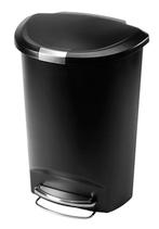 Kunststof pedaalemmer, Semi-Round, Zwart, 50 liter, Huis en Inrichting, Woonaccessoires | Prullenbakken, Verzenden, Nieuw