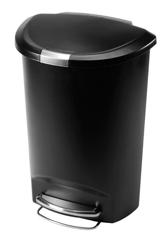 Kunststof pedaalemmer, Semi-Round, Zwart, 50 liter, Huis en Inrichting, Woonaccessoires | Prullenbakken, Verzenden