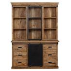 Buffetkast Mangohout Milan 160 Recht, Huis en Inrichting, Kasten | Buffetkasten, 150 tot 200 cm, Nieuw, Industriële meubels, 25 tot 50 cm