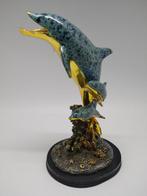 sculptuur, vintage Dolfijnen familie - 23 cm - Hars, Geverfd