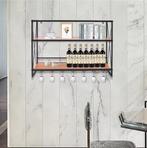 Wand Wijnrek 3-Lagen – Staal Flessenrek met Glashouder, Verzenden, Nieuw