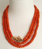 Ketting - 14 karaat Geel goud - Lange ketting bloedkoraal, Sieraden, Tassen en Uiterlijk, Antieke sieraden