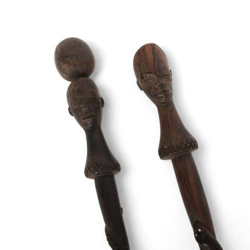 Wandelstok (2) - Hout - Makonde, Antiek en Kunst, Kunst | Niet-Westerse kunst