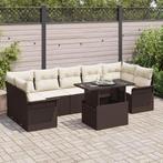 vidaXL Tuin Sofa Set met kussen 8 pcs Bruin poly rattan, Verzenden, Nieuw, Rotan