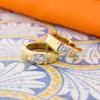 Gouden oorstekers met diamant | 0,32 ct. (rond briljant), Gebruikt, Overige kleuren, Ophalen of Verzenden, Met edelsteen