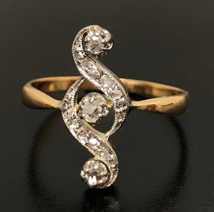 Zonder Minimumprijs - Ring - 18 karaat Geel goud, Witgoud -, Sieraden, Tassen en Uiterlijk, Ringen