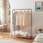 [en.casa] Kledingrek Ørbæk 144x100x35 cm zwart en houtkleuri, Huis en Inrichting, Kasten | Kledingkasten, Verzenden, Nieuw