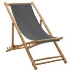 Inklapbare Bamboe Ligstoel Grijs - Retourdeal - Zomerklaar!, Tuin en Terras, Tuinstoelen, Ophalen of Verzenden, Nieuw, Hout