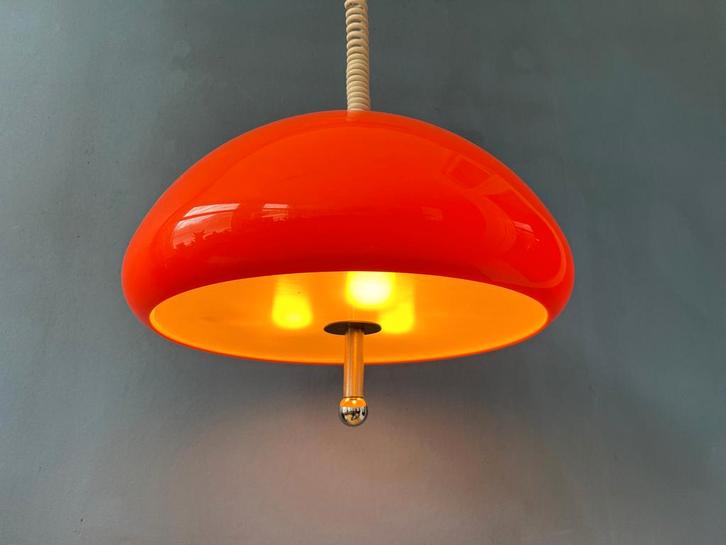 Orange Guzzini Cabras Space Age Pendant Lamp by Luigi, Huis en Inrichting, Lampen | Hanglampen, Ophalen of Verzenden