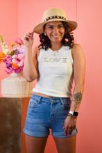 Top mouwloos love strass roomwit, Kleding | Dames, T-shirts, Ophalen of Verzenden, Nieuw