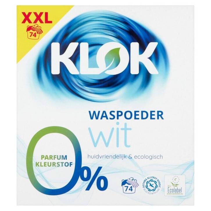 Klok Waspoeder Wit  74 wasbeurten, Huis en Inrichting, Schoonmaakartikelen, Schoonmaakmiddel, Ophalen of Verzenden