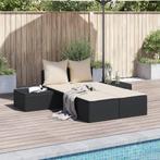 vidaXL Ligbed 2-persoons met kussens poly rattan zwart, Tuin en Terras, Verzenden, Nieuw