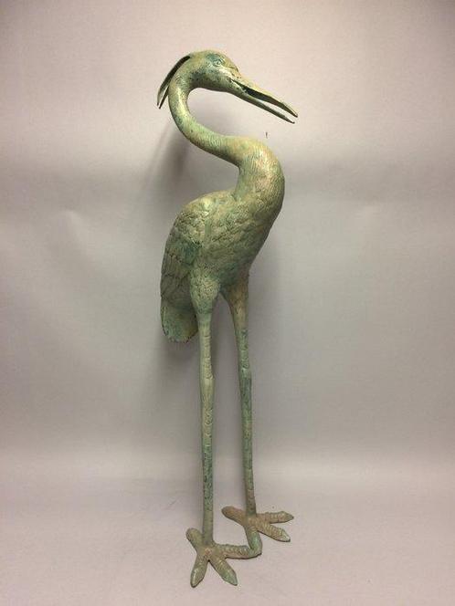Beeld, Levensechte bronzen kraanvogel - 95 cm - Brons, Antiek en Kunst, Kunst | Designobjecten