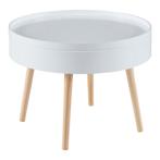 [en.casa] Salontafel Bongard 45xØ60 cm wit en houtkleurig, Huis en Inrichting, Tafels | Salontafels, Verzenden, Nieuw