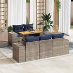 vidaXL 6-delige Loungeset met kussens poly rattan grijs, Tuin en Terras, Tuinsets en Loungesets, Verzenden, Nieuw, Rotan, Loungeset