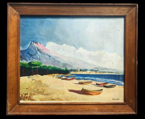 Escuela luminista valenciana (XX) - Mar mediterraneo, Antiek en Kunst, Kunst | Schilderijen | Klassiek