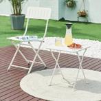 Tuintafel Vegårshei opvouwbaar 45x40x40 cm wit [en.casa], Tuin en Terras, Verzenden, Nieuw