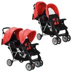 vidaXL Kinderwagen dubbel staal rood en zwart, Kinderen en Baby's, Kinderwagens en Combinaties, Verzenden, Nieuw