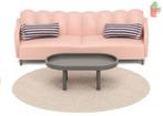 Lundby Poppenhuis Basic - Woonkamerset Roze/Bruin, Ophalen of Verzenden, Nieuw
