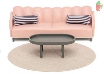 Lundby Poppenhuis Basic - Woonkamerset Roze/Bruin beschikbaar voor biedingen