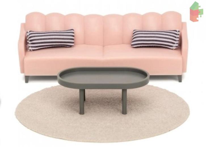 Lundby Poppenhuis Basic - Woonkamerset Roze/Bruin, Kinderen en Baby's, Speelgoed | Poppenhuizen, Nieuw, Ophalen of Verzenden