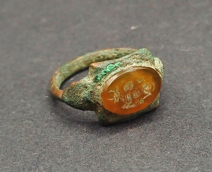 Oud-Romeins Brons Intaglio Ring - 18 mm (Zonder, Sieraden, Tassen en Uiterlijk, Antieke sieraden